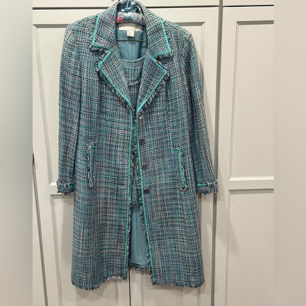 Vintage Doncaster tweed silt blend coat suit size 12